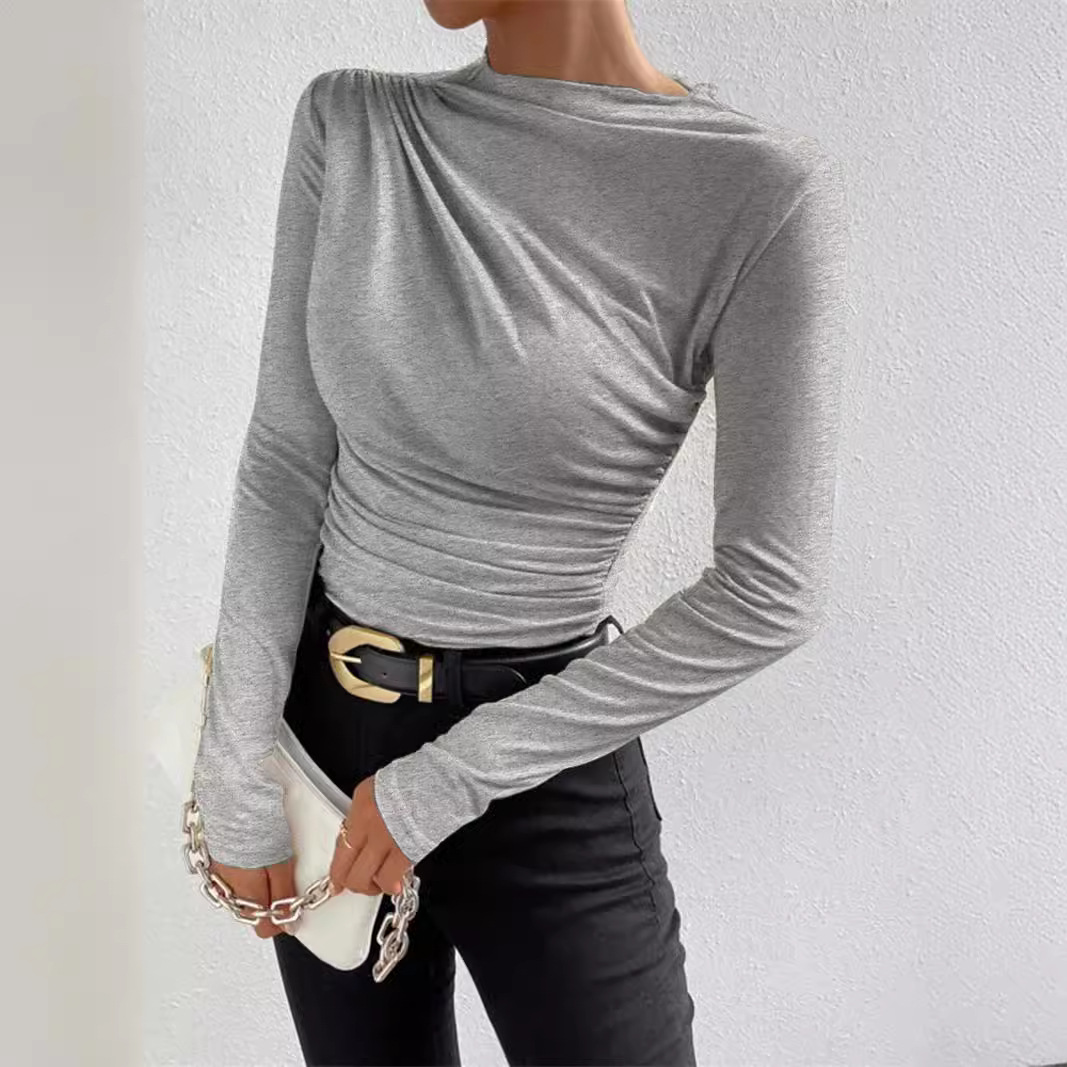 Half turtleneck solid color slim fit bottoming shirt 30 01