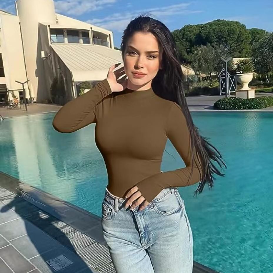 High collar elastic close-fitting casual sports T-shirt 40 02