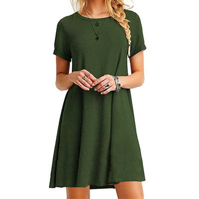 Short sleeve plus size solid color dress 20