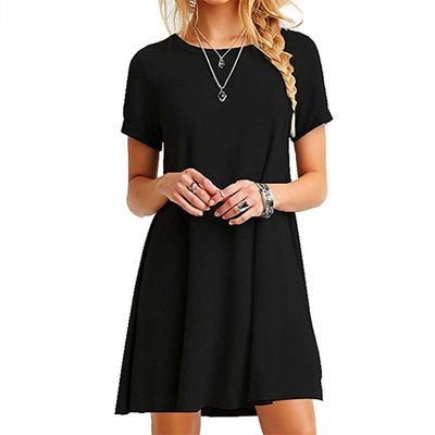 Short sleeve plus size solid color dress 20 01
