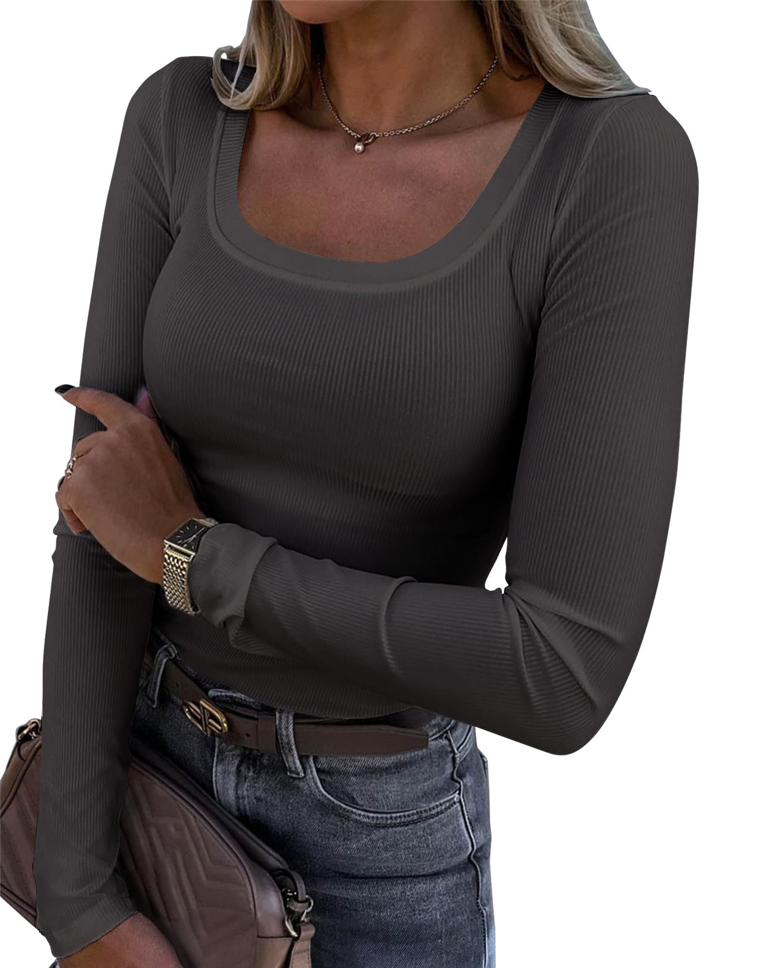 Slim fit long sleeves with threaded ribs 38