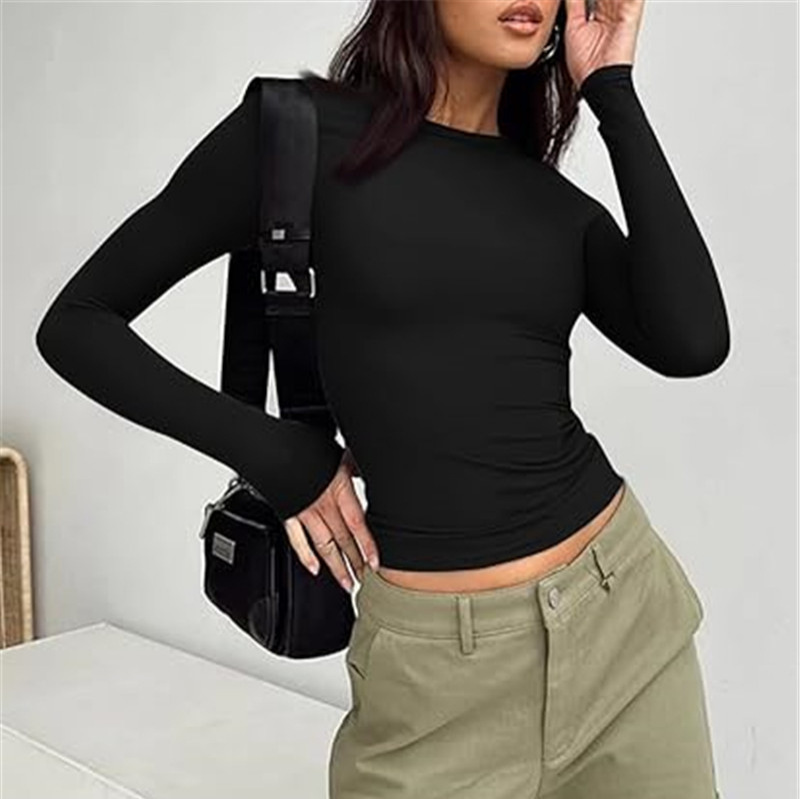 Solid color versatile pullover short T-shirt 52 01